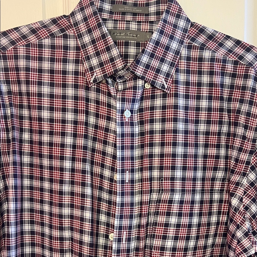 Daniel Cremieux Men's Black Red & White Plaid Button-Down Shirt